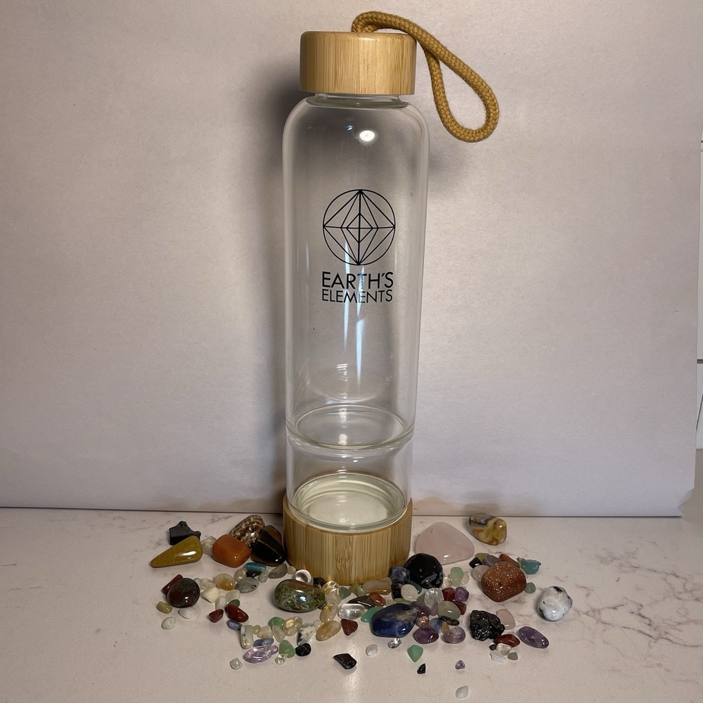 Natural Crystal Quartz Gravel Gemstone Healing Glass Energy Elixir Water Bottles